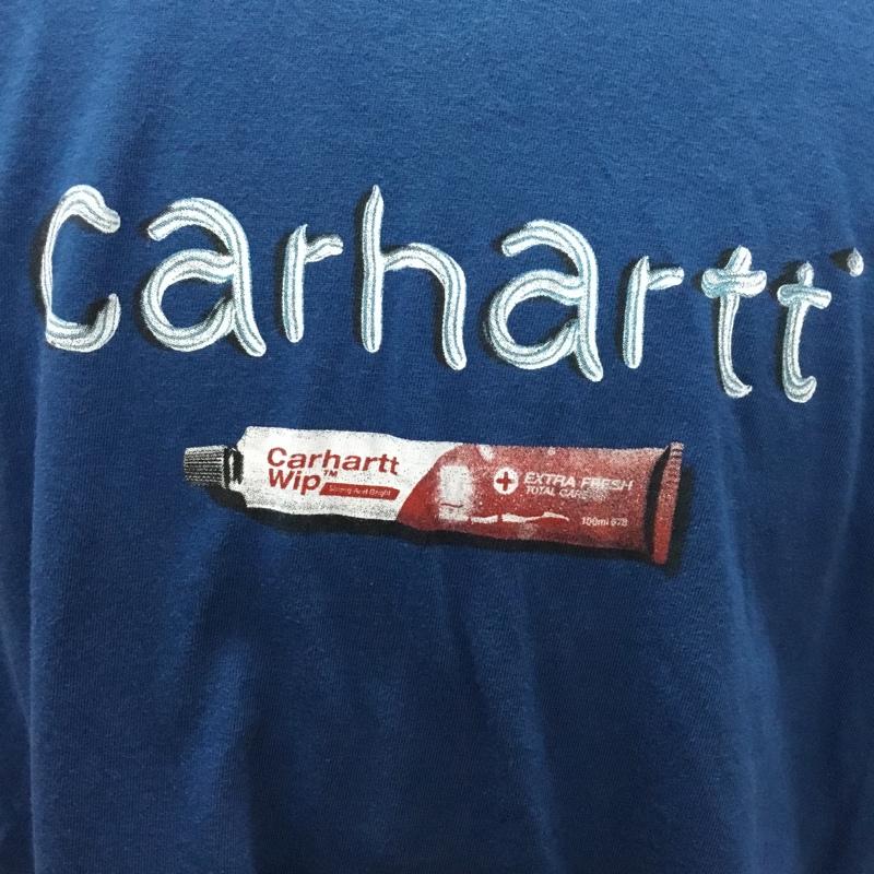 カーハート Carhartt Tシャツ 半袖 半袖カットソー プリントTシャツ クルーネックカットソー XXL ロゴ、文字 青 / ブルー /  メンズ USED 古着 中古 10108373