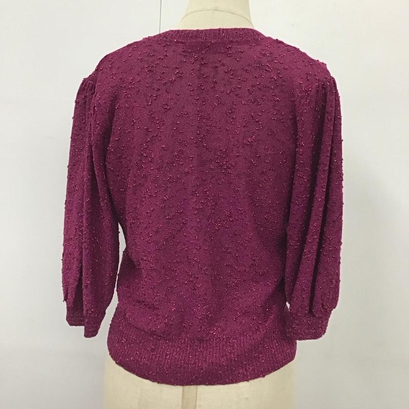 ザラ ZARA カットソー 半袖 4331 101 671 Vネック 半袖ニット S 無地 えんじ / ワインレッド /  レディース USED 古着 中古 10116662