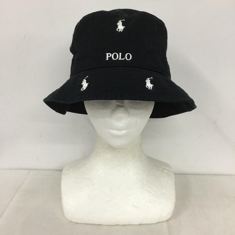 ポロラルフローレン POLO RALPH LAUREN 帽子 ハット バケットハット ロゴ 総柄 黒 / ブラック /  メンズ USED 古着 中古 10138127