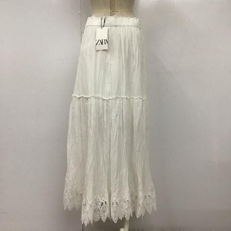 ザラ ZARA スカート ロングスカート 6895 056 250 レース フレアスカート タグ付き M 無地 白 / ホワイト /  レディース USED 古着 中古 10106994