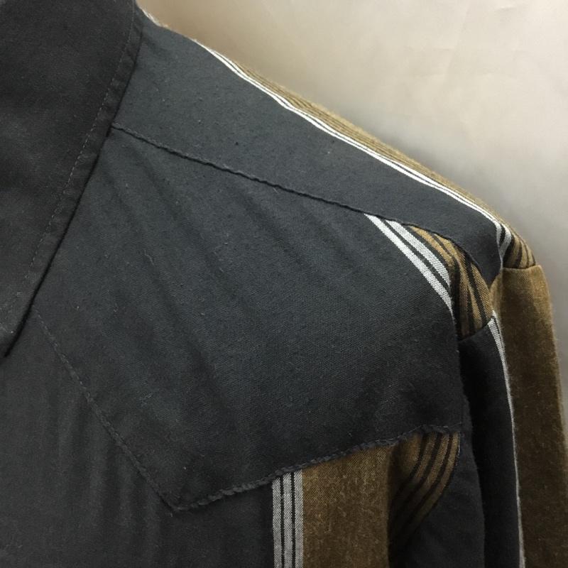 古着 USED シャツ、ブラウス 長袖 長袖シャツ カジュアルシャツ ストライプシャツ ストライプ 黒 / ブラック / X 茶 / ブラウン /  メンズ USED 古着 中古 10111003