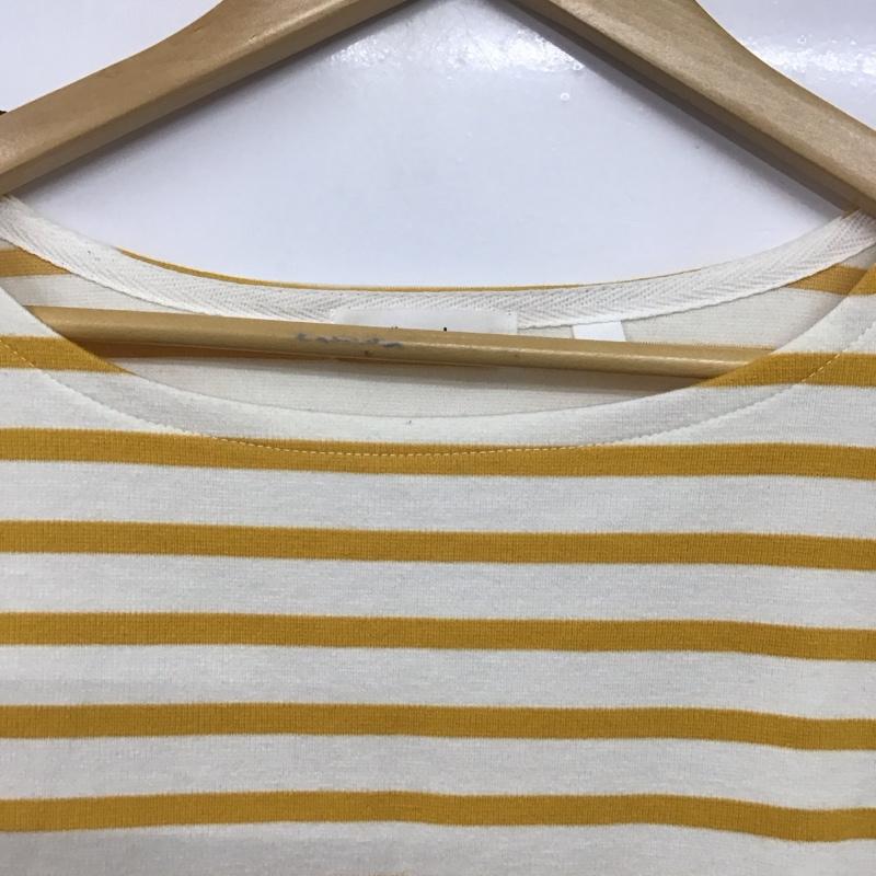 ニコアンド niko and... Tシャツ 七分袖 L ボーダー柄 白 / ホワイト / X 黄 / イエロー /  レディース USED 古着 中古 10141775