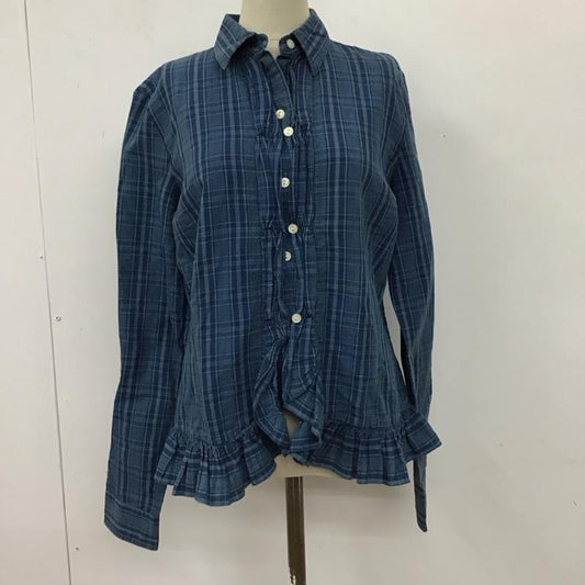 ラルフローレン RALPHLAUREN シャツ、ブラウス 長袖 フリル コットン リネン S チェック 青 / ブルー /  レディース USED 古着 中古 10114757