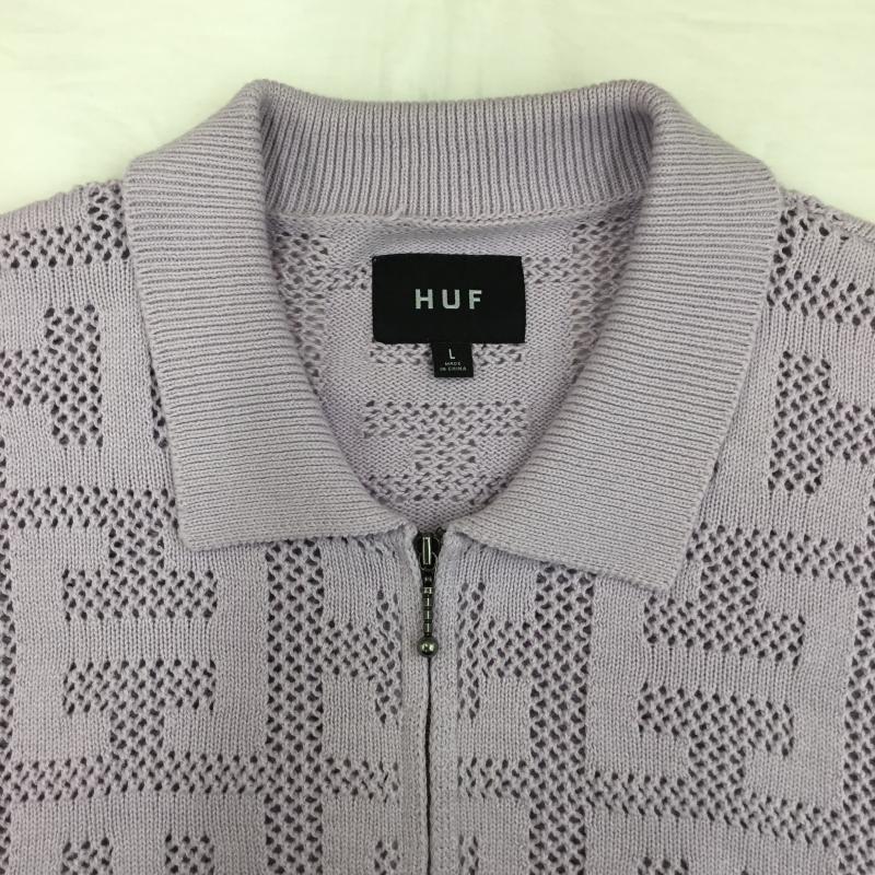 ハフ HUF ニット、セーター 半袖 MONOGRAM JACQUARD ZIP SWEATER L  紫 / パープル /  メンズ USED 古着 中古 10130857