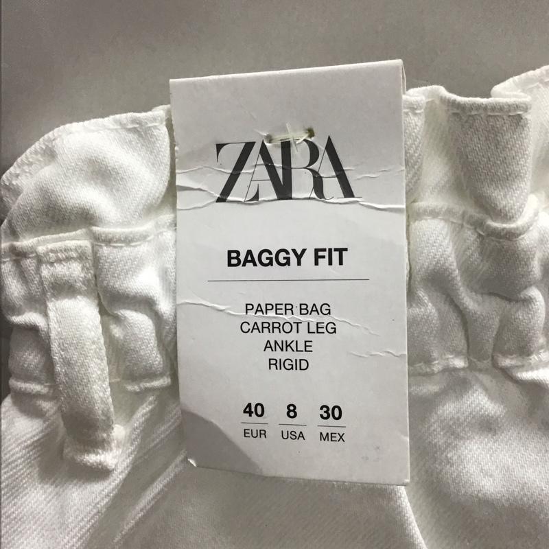ザラ ZARA パンツ デニム、ジーンズ ホワイトデニム 5862/062/250 HIGH-WAIST BAGGY 40 無地 白 / ホワイト /  レディース USED 古着 中古 10112525