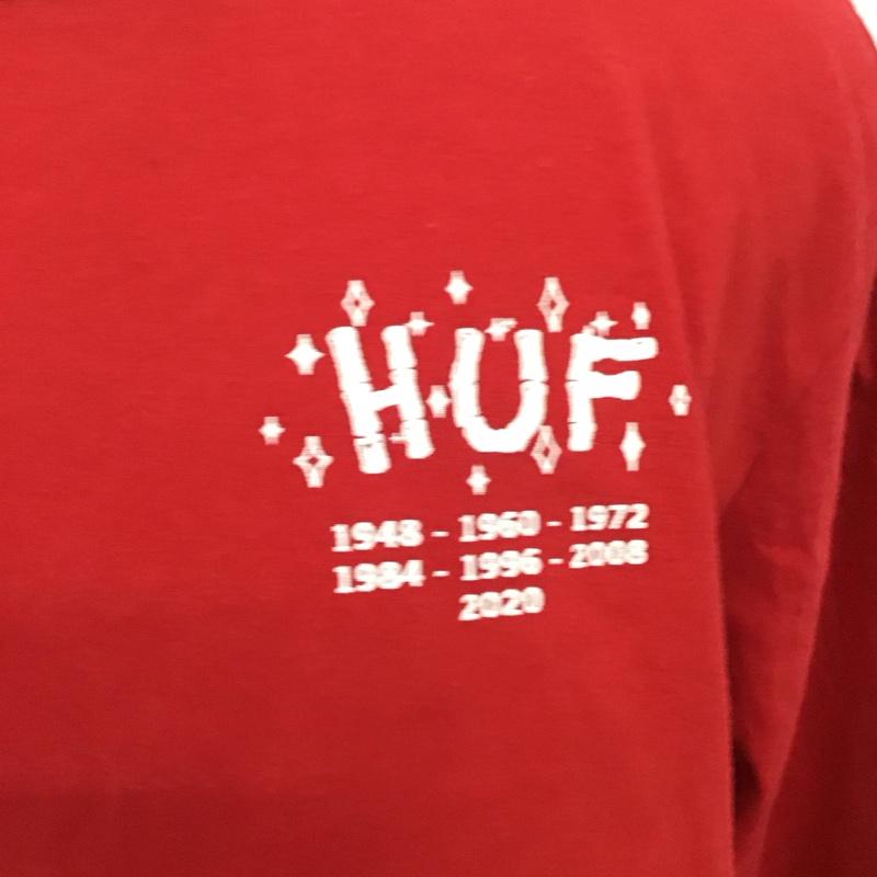 ハフ HUF Tシャツ 長袖 YEAR OF THE RAT LS TEE 干支 ネズミ L プリント 赤 / レッド /  メンズ USED 古着 中古 10118090