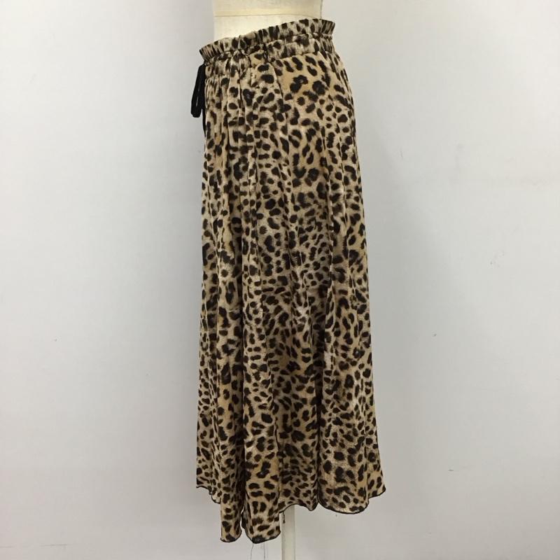 ザラベーシック ZARA BASIC スカート ロングスカート 7992 112 051 膝下 プリーツ M ヒョウ柄・レオパード柄 ベージュ / ベージュ / X 黒 / ブラック /  レディース USED 古着 中古 10118358