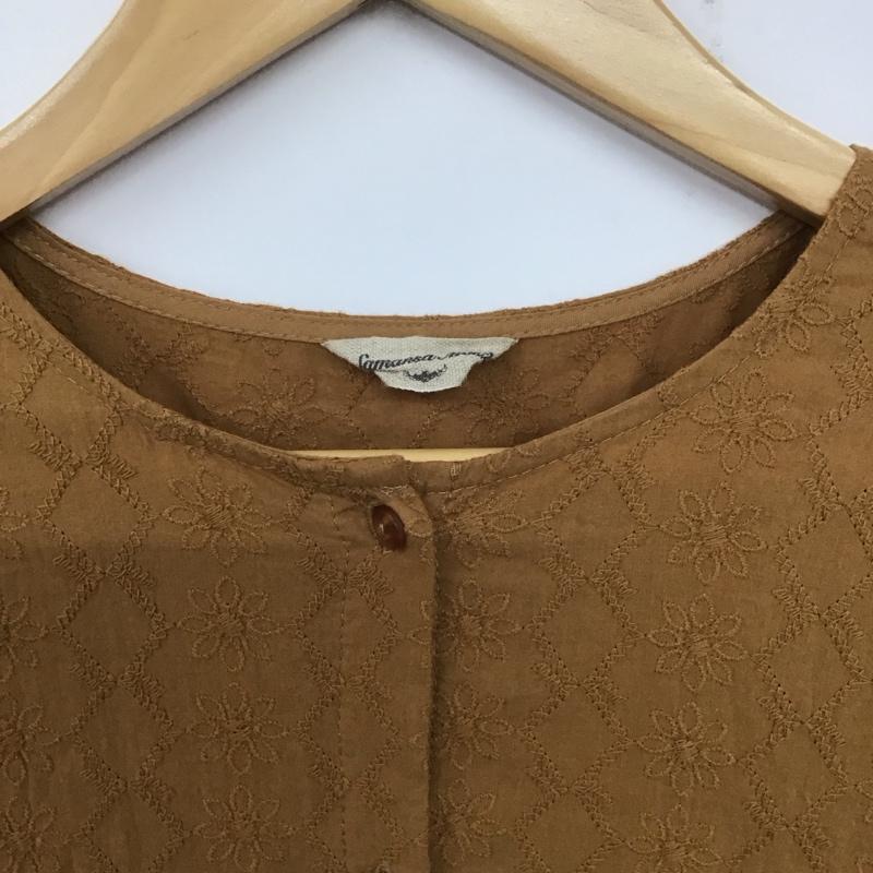 サマンサモスモス Samansa Mos2 ワンピース ロングスカート 長袖シャツワンピース ロングワンピース フレアスカート FREE 総柄 茶 / ブラウン /  レディース USED 古着 中古 10141997