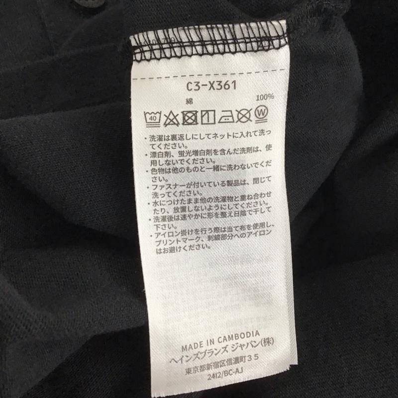 チャンピオン Champion ポロシャツ 半袖 c3-x361 ショートスリーブポロシャツ 半袖カットソー カラーシャツ L ロゴ、文字 黒 / ブラック /  メンズ USED 古着 中古 10131163