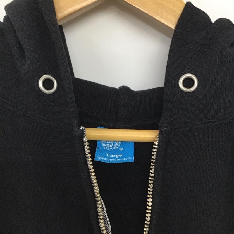 グッドオン Good On パーカー 長袖 ジップアップ L 無地 黒 / ブラック /  メンズ USED 古着 中古 10134919
