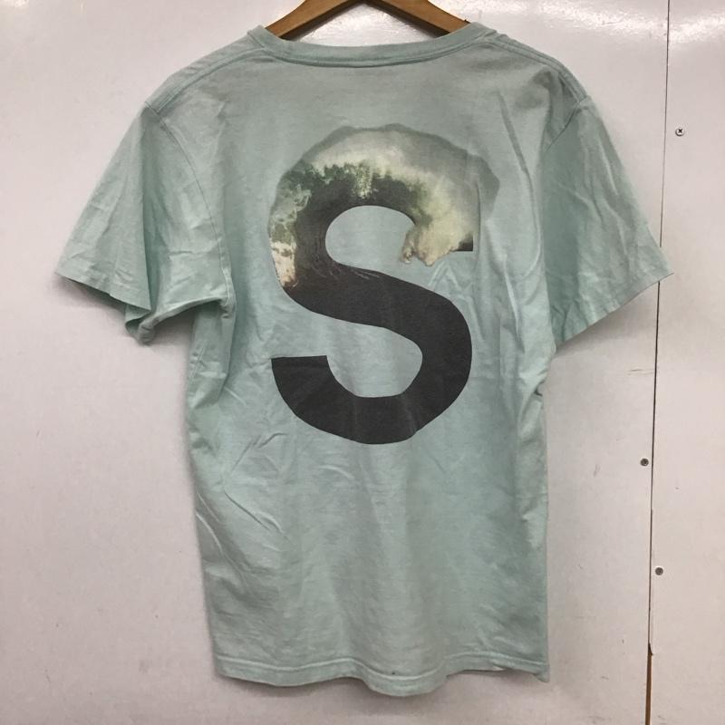 ステューシー STUSSY Tシャツ 半袖 半袖カットソー プリントTシャツ クルーネックカットソー S ロゴ、文字 水色 / ライトブルー /  メンズ USED 古着 中古 10148691