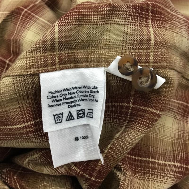 エディーバウアー Eddie Bauer シャツ、ブラウス 半袖 ボタンダウン M チェック 茶 / ブラウン / X ベージュ / ベージュ /  メンズ USED 古着 中古 10111588