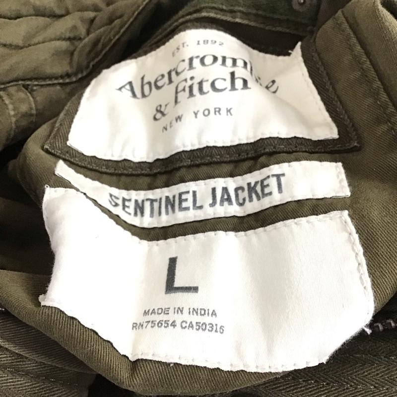 アバクロンビーアンドフィッチ ABERCROMBIE&FITCH ジャケット、上着 ジャケット、ブレザー ジップアップジャケット アウター スタンドネック ミリタリージャケット L ロゴ、文字 カーキ / カーキ /  メンズ USED 古着 中古 10144490
