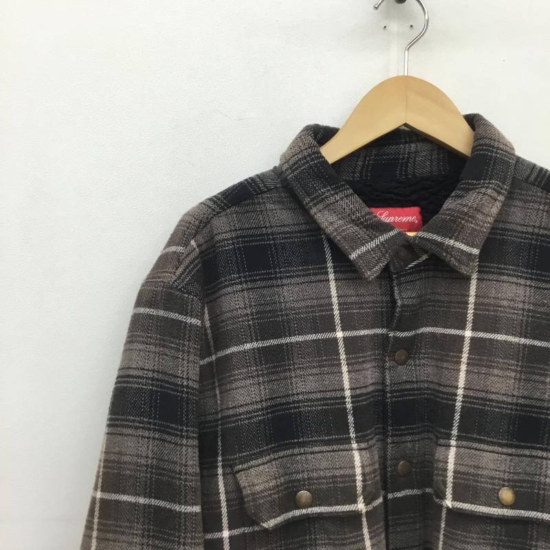 シュプリーム Supreme ジャケット、上着 ジャケット、ブレザー Supreme Shearling Lined Flannel Shirt L チェック 灰 / グレー / X 黒 / ブラック / X 白 / ホワイト /  メンズ USED 古着 中古 10129892