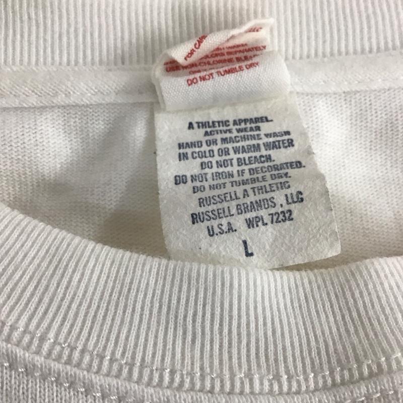 ブルーブルー BLUE BLUE Tシャツ 半袖 半袖カットソー プリントTシャツ クルーネックカットソー L ロゴ、文字 白 / ホワイト /  メンズ USED 古着 中古 10132186