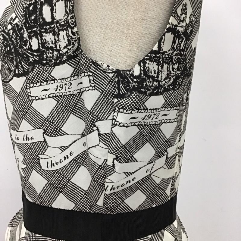 ロイスクレヨン LOISCRAYON ワンピース ひざ丈スカート 13001606 ノースリーブ M 総柄 黒 / ブラック /  レディース USED 古着 中古 10114556