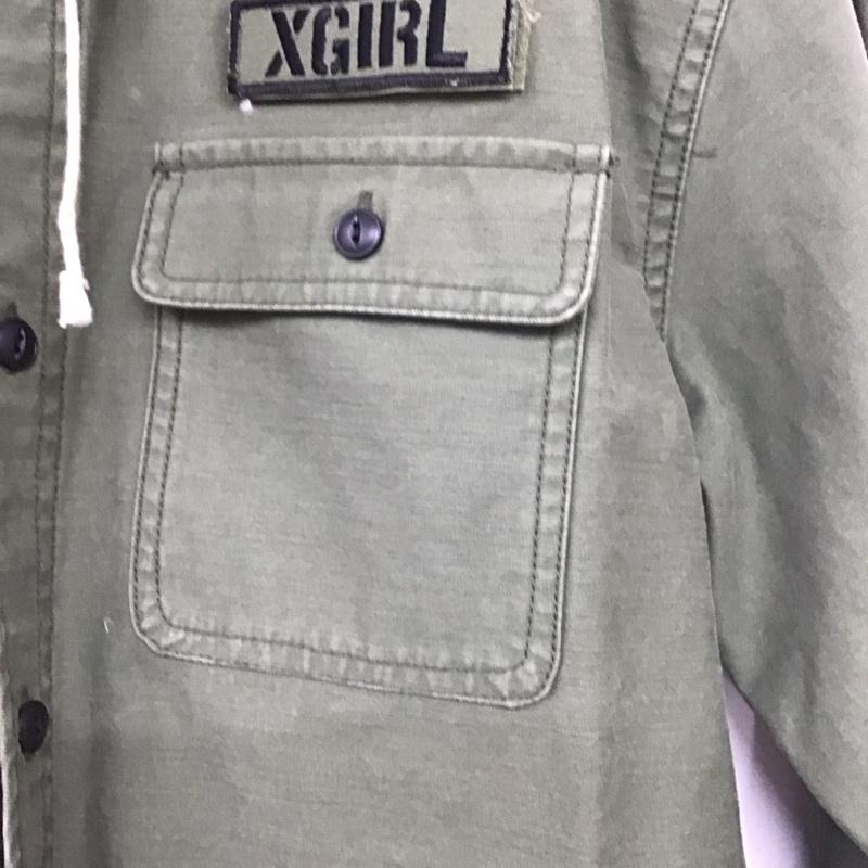 エックスガール X-girl シャツ、ブラウス 長袖 2 プリント カーキ / カーキ /  レディース USED 古着 中古 10140678