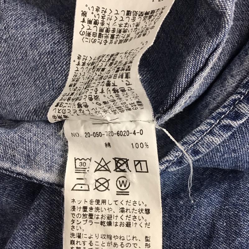 インヘリット INHERIT シャツ、ブラウス 長袖 長袖シャツ デニムシャツ ノーカラーシャツ L 無地 インディゴ / インディゴ /  メンズ USED 古着 中古 10147513