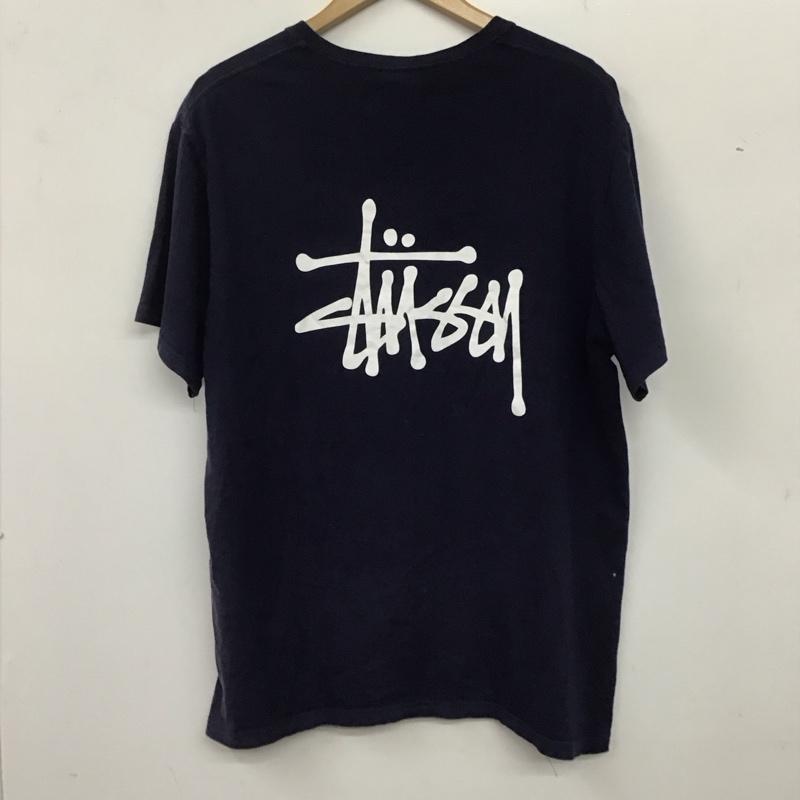 ステューシー STUSSY Tシャツ 半袖 半袖カットソー プリントTシャツ クルーネックカットソー XL ロゴ、文字 紺 / ネイビー /  メンズ USED 古着 中古 10136250