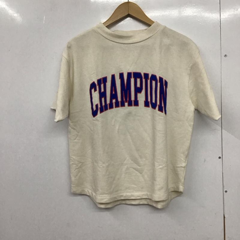 チャンピオン Campion Tシャツ 半袖 M プリント X ロゴ、文字 オフホワイト / オフホワイト /  レディース USED 古着 中古 10150863