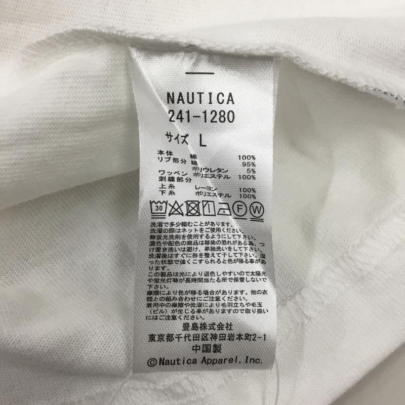 ノーティカ NAUTICA カットソー 半袖 半袖カットソー プリントTシャツ クルーネックカットソー L ロゴ、文字 白 / ホワイト /  メンズ USED 古着 中古 10120480