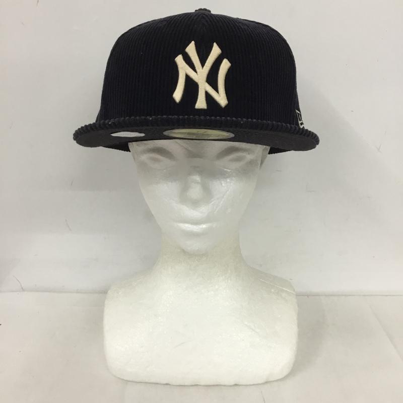 ニューエラ NEW ERA 帽子 キャップ NY コーデュロイ 59FIFTY MLB 59.6cm ロゴ、文字 紺 / ネイビー /  メンズ USED 古着 中古 10124616