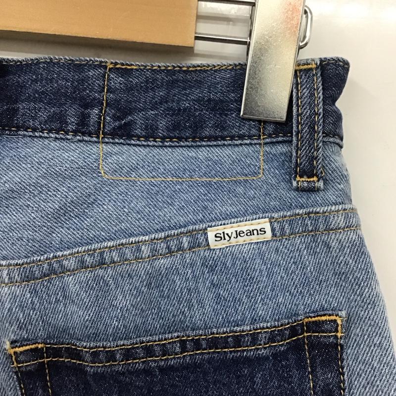 スライ SLY パンツ デニム、ジーンズ 030FSZ12-3310 PATCH WORK FLARE PT パッチワーク フレアパンツ 0 ボーダー柄 インディゴ / インディゴ / X 水色 / ライトブルー /  レディース USED 古着 中古 10107948