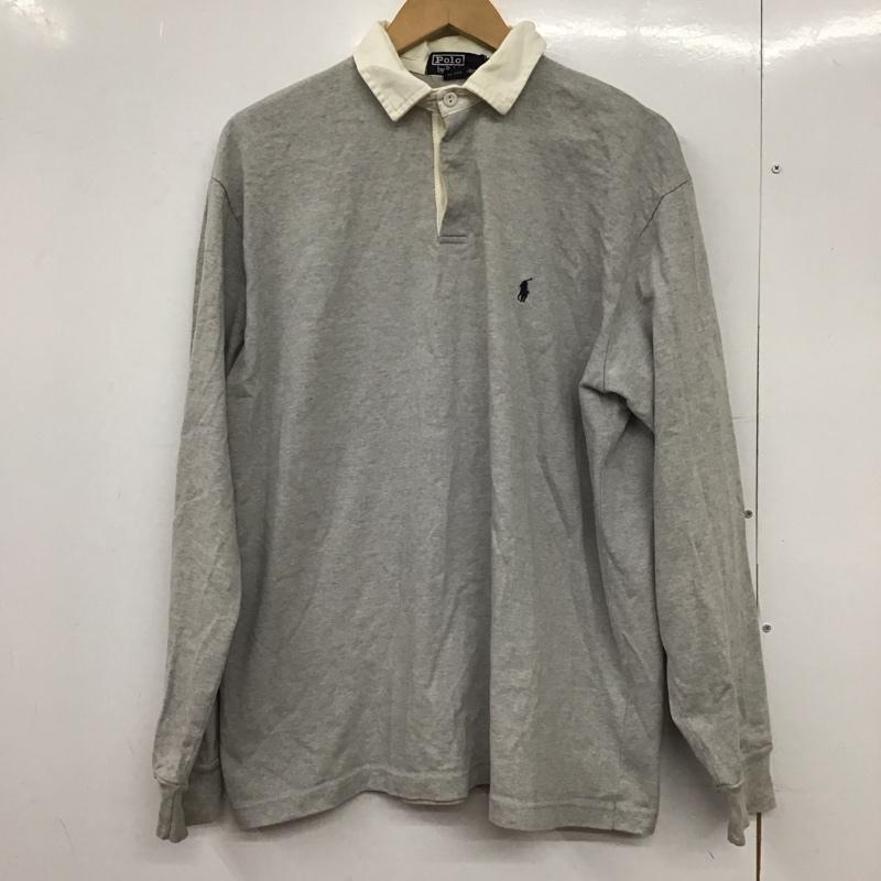 ポロバイラルフローレン Polo by RALPH LAUREN ポロシャツ 長袖 長袖ポロシャツ 長袖カットソー カラーシャツ M ロゴ、文字 灰 / グレー /  メンズ USED 古着 中古 10150114