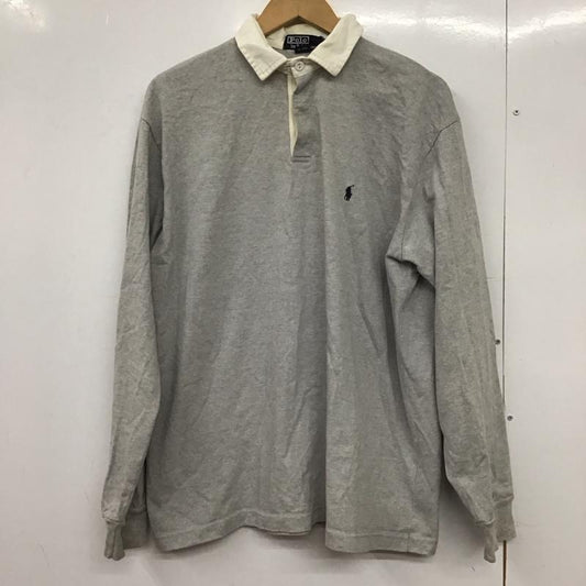 ポロバイラルフローレン Polo by RALPH LAUREN ポロシャツ 長袖 長袖ポロシャツ 長袖カットソー カラーシャツ M ロゴ、文字 灰 / グレー /  メンズ USED 古着 中古 10150114