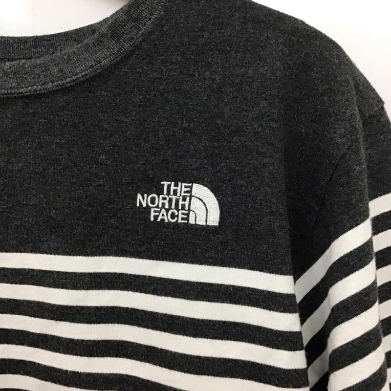 ザノースフェイス THE NORTH FACE Tシャツ 半袖 nt32137 Tシャツ プリントTシャツ 半袖カットソー L ボーダー柄 白 / ホワイト / X 灰 / グレー /  メンズ USED 古着 中古 10129887