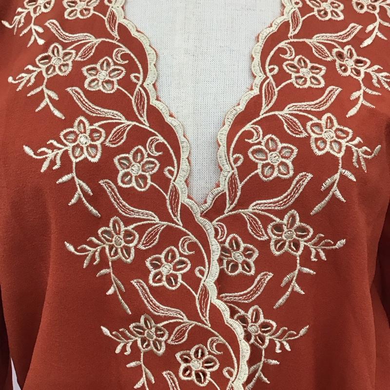 アルシーヴ archives ワンピース ロングスカート 5510 七分袖 ガウンワンピース M 刺繍 橙 / オレンジ /  レディース USED 古着 中古 10109033