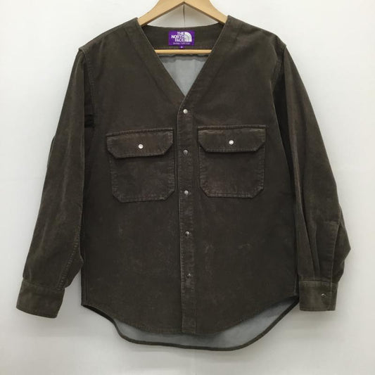 ザ ノースフェイス パープルレーベル THE NORTH FACE PURPLE LABEL シャツ、ブラウス 長袖 NT3758N　CORDUROY NO COLLAR SHIRT　コーデュロイノーカラーシャツ S 無地 カーキ / カーキ /  メンズ USED 古着 中古 10112607