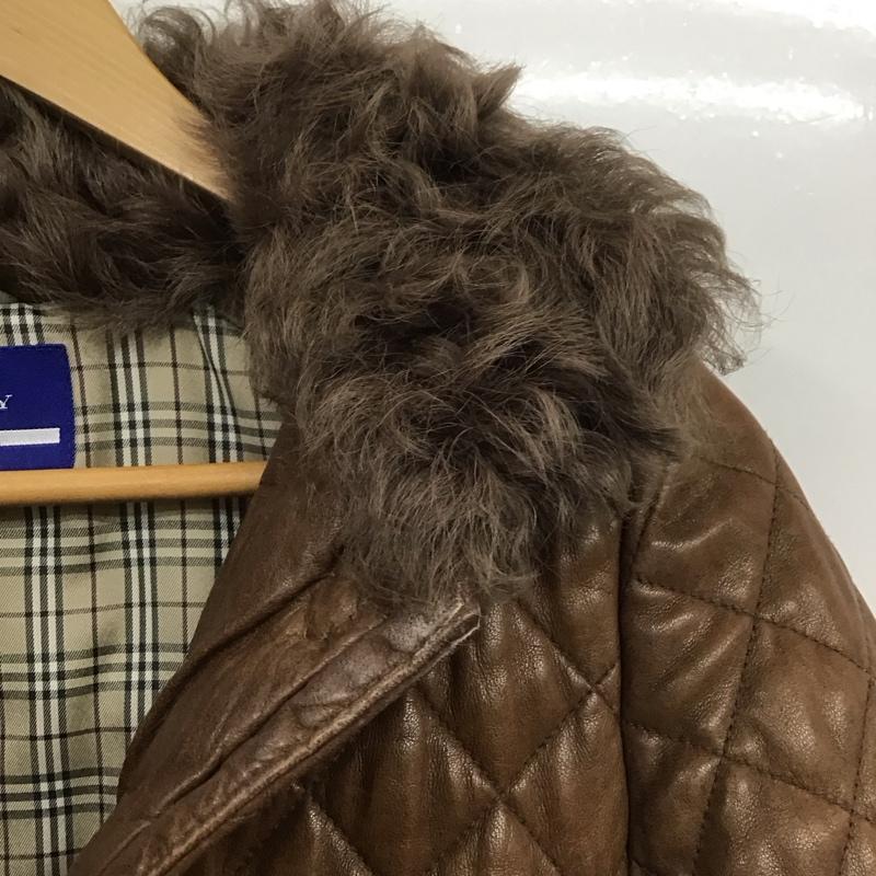 バーバリーブルーレーベル BURBERRY BLUE LABEL コート コート一般 E1F25-234-50 ラムレザー 羊革 キルティング ファー 38 無地 茶 / ブラウン /  レディース USED 古着 中古 10146415
