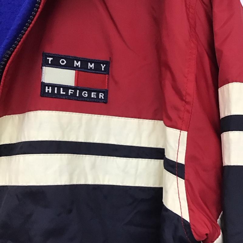 トミーヒルフィガー TOMMY HILFIGER ジャケット、上着 ジャンパー、ブルゾン ジップアップジャケット アウター 古着 L ロゴ、文字 赤 / レッド / X 紺 / ネイビー /  メンズ USED 古着 中古 10144793
