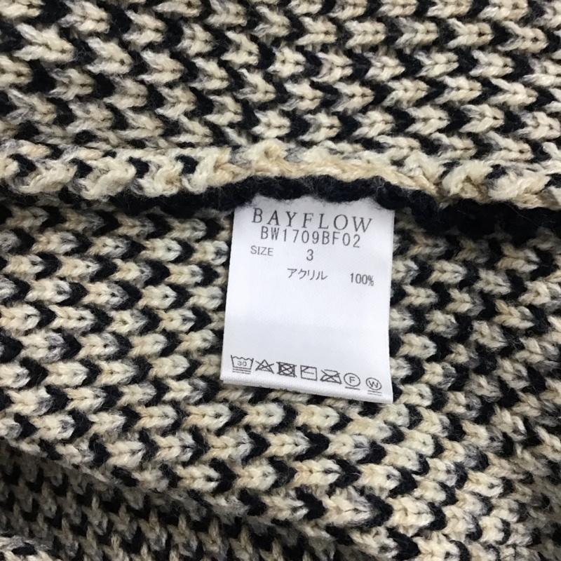ベイフロー BAYFLOW カーディガン 長袖 BW1709BF02 ガウンニット ロング丈 3 ネイティブ柄 ベージュ / ベージュ / X 紺 / ネイビー /  レディース USED 古着 中古 10146617