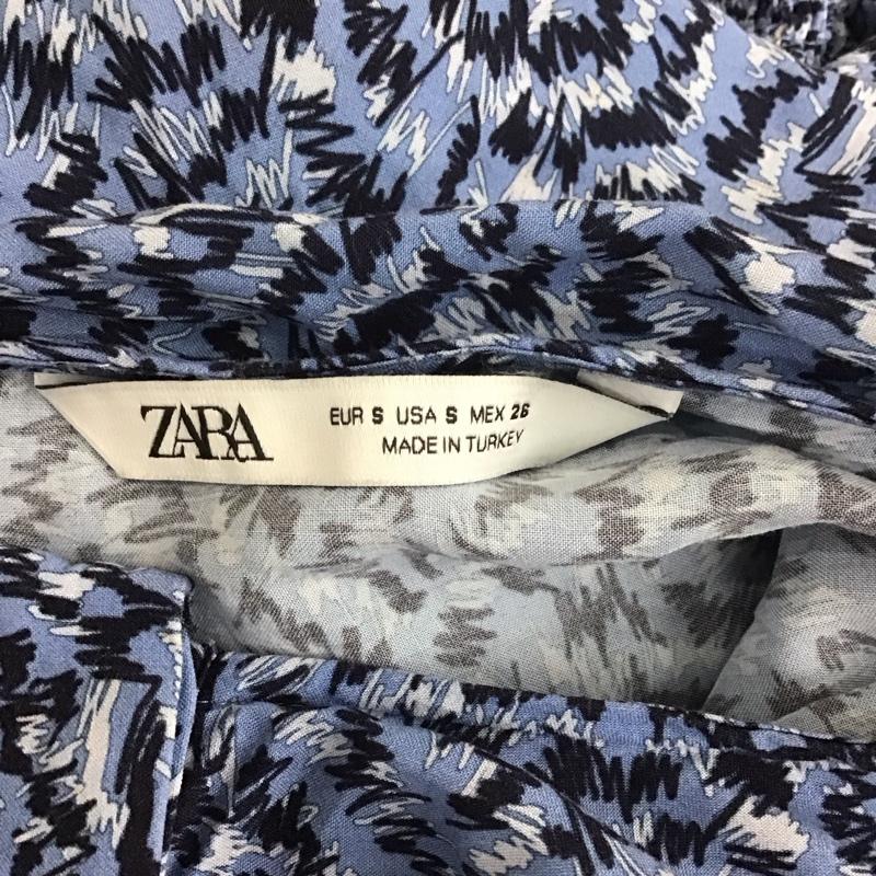 ザラ ZARA ワンピース ロングスカート 4479 240 400 長袖 ティアード S 総柄 青 / ブルー /  レディース USED 古着 中古 10113507
