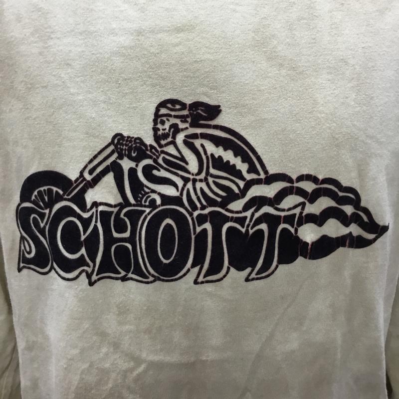 ショット schott カットソー 長袖 長袖カットソー クルーネックカットソー ロングスリーブカットソー プリントTシャツ M ロゴ、文字 ベージュ / ベージュ /  メンズ USED 古着 中古 10122314