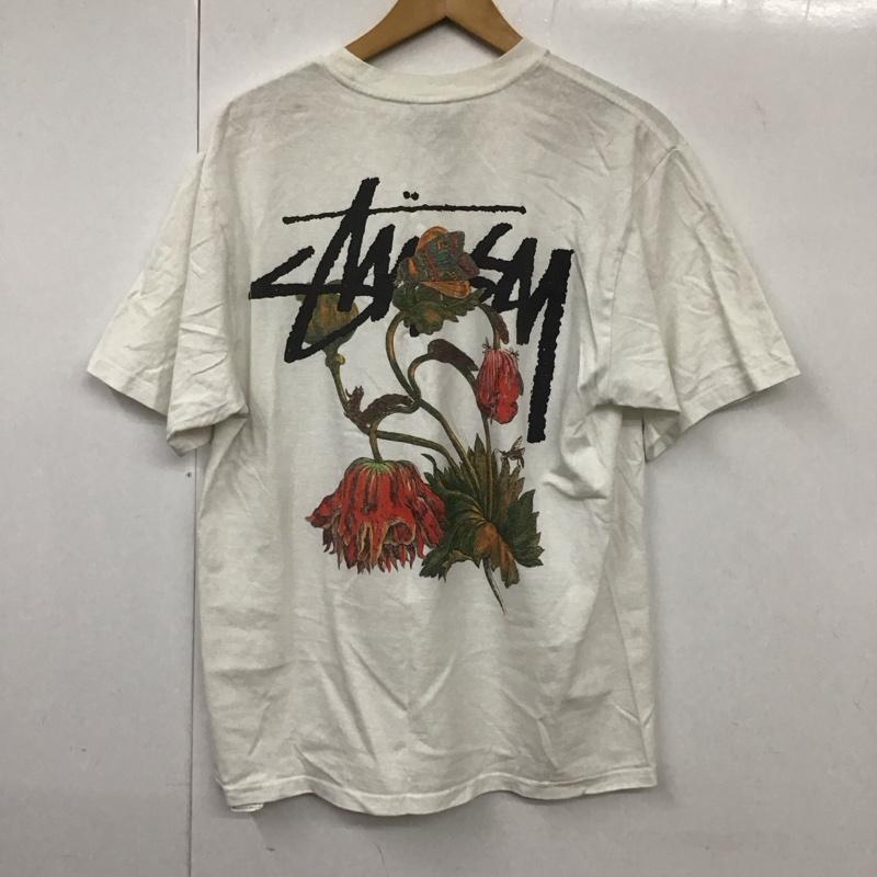 ステューシー STUSSY Tシャツ 半袖 半袖カットソー プリントTシャツ クルーネックカットソー M プリント 白 / ホワイト /  メンズ USED 古着 中古 10130733