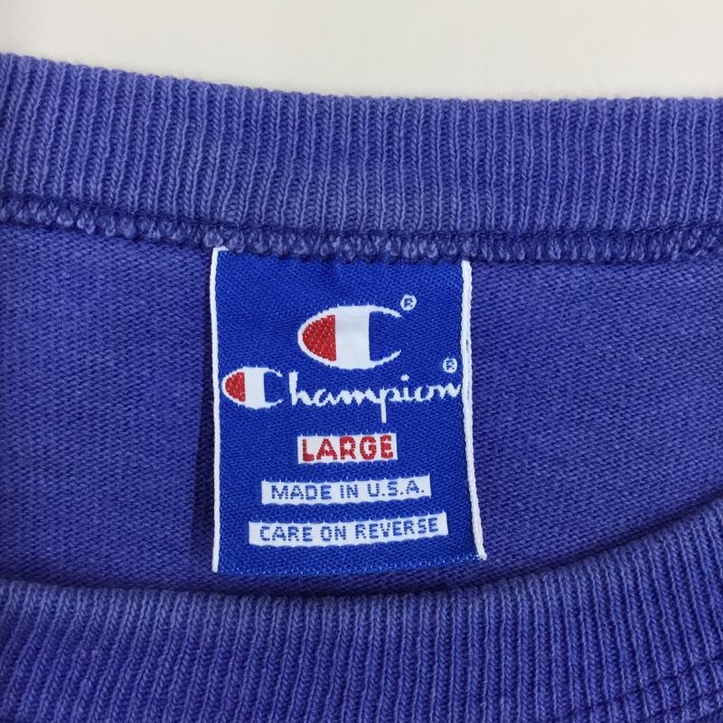 チャンピオン Champion Tシャツ 半袖 半袖カットソー プリントTシャツ クルーネックカットソー L ロゴ、文字 青 / ブルー /  メンズ USED 古着 中古 10116024