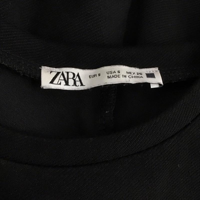 ザラ ZARA ワンピース ひざ丈スカート 半袖ワンピース フレアスカート クルーネック S 無地 黒 / ブラック /  レディース USED 古着 中古 10126935