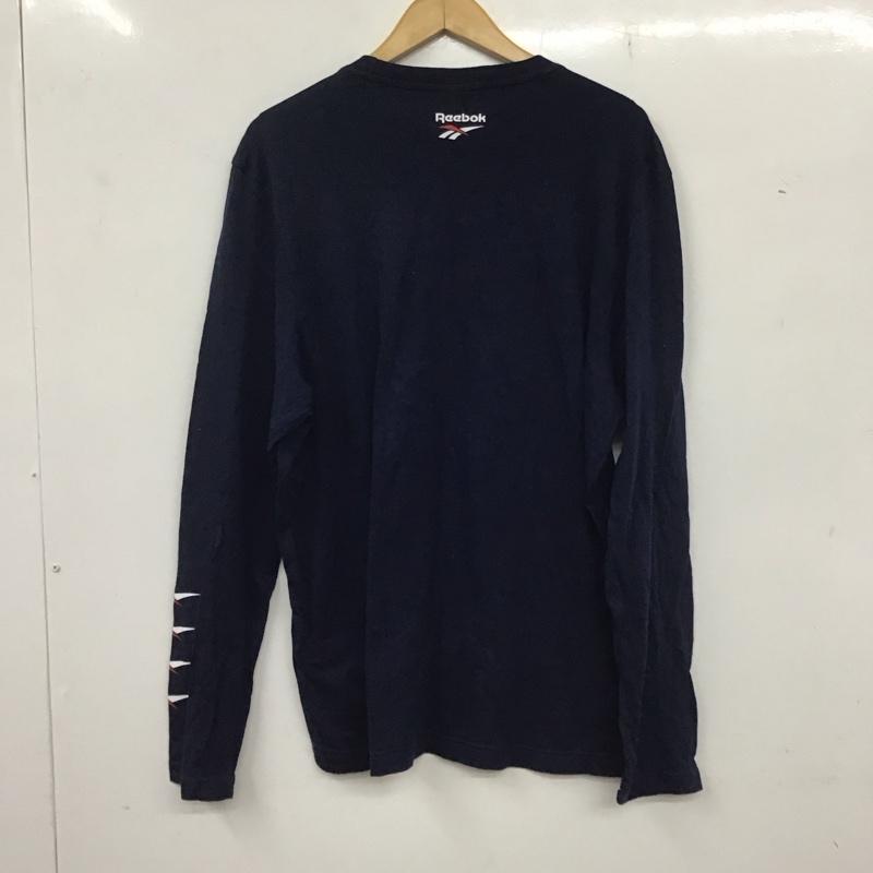リーボック Reebok カットソー 長袖 長袖カットソー プリントカットソー クルーネック ロゴ、文字 紺 / ネイビー /  メンズ USED 古着 中古 10135856