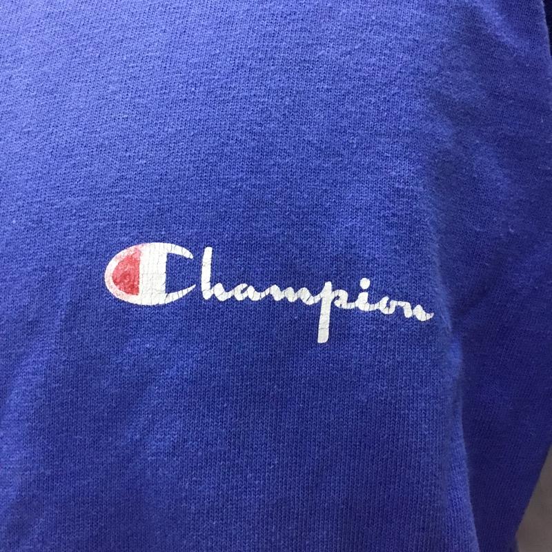 チャンピオン Champion Tシャツ 半袖 半袖カットソー プリントTシャツ クルーネックカットソー L ロゴ、文字 青 / ブルー /  メンズ USED 古着 中古 10116024