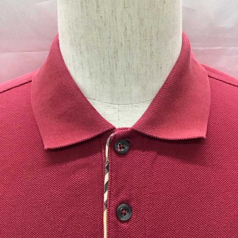 バーバリーロンドン Burberry London ポロシャツ 半袖 半袖ポロシャツ カラーシャツ 半袖カットソー M ロゴ、文字 えんじ / ワインレッド /  メンズ USED 古着 中古 10111802