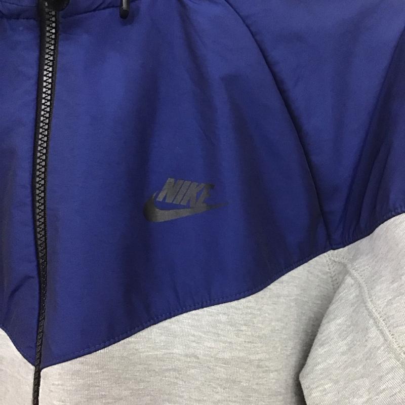 ナイキ NIKE パーカー 長袖 616758-063 ジップアップパーカー ジップアップジャケット L ロゴ、文字 青 / ブルー / X 灰 / グレー /  メンズ USED 古着 中古 10148753