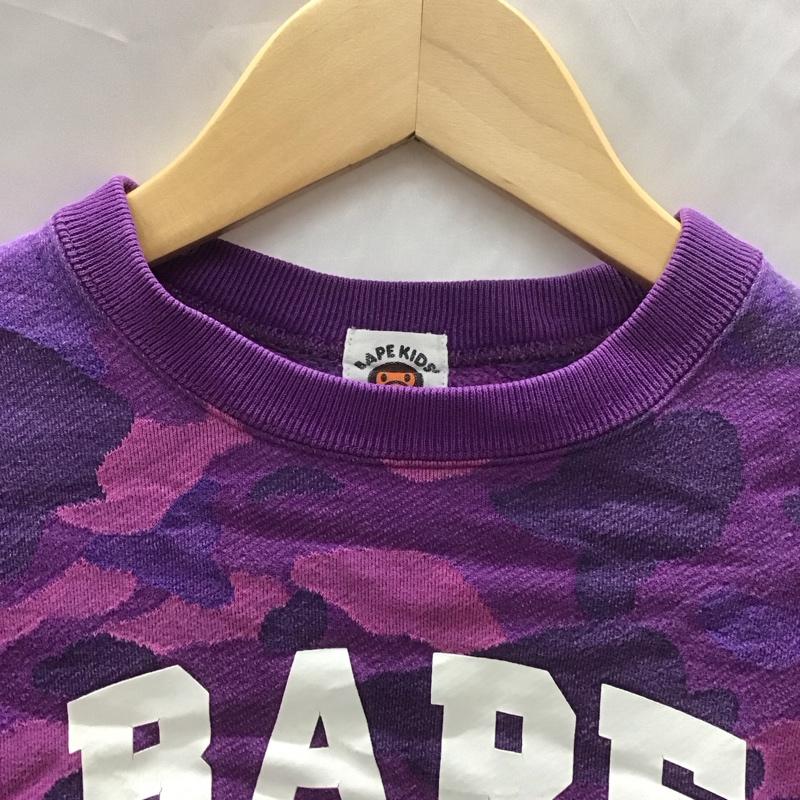 ベイプキッズ BAPEKIDS トレーナー 長袖 長袖トレーナー スウェット 長袖カットソー クルーネックカットソー 120cm ロゴ、文字 紫 / パープル /  ボーイズ USED 古着 中古 10111666