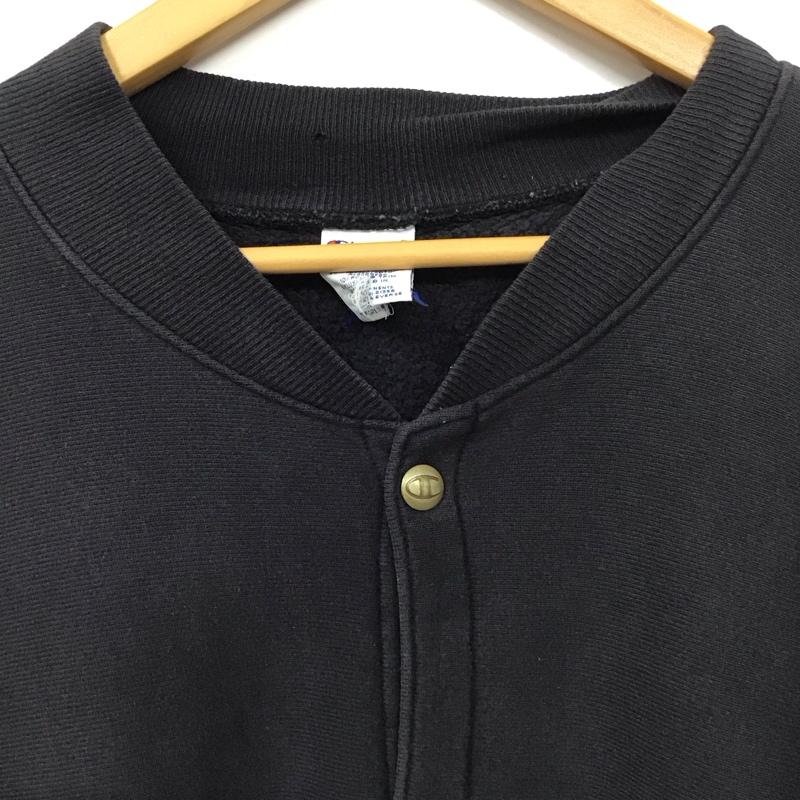チャンピオン Champion ジャケット、上着 ジャケット、ブレザー スウェットジャケット ノーカラー 前ボタン 90s usa製 スナップボタン M ロゴ、文字 紺 / ネイビー /  メンズ USED 古着 中古 10131280