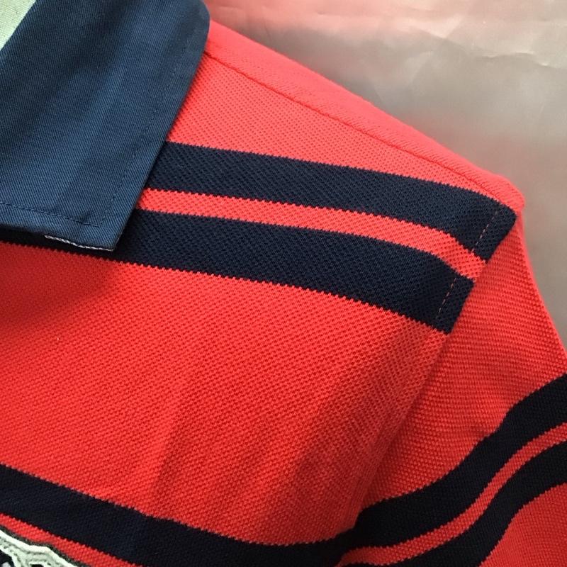 トミーヒルフィガー TOMMY HILFIGER ポロシャツ 半袖 半袖ポロシャツ 半袖シャツ 半袖カットソー M ロゴ、文字 赤 / レッド / X 紺 / ネイビー /  メンズ USED 古着 中古 10111038