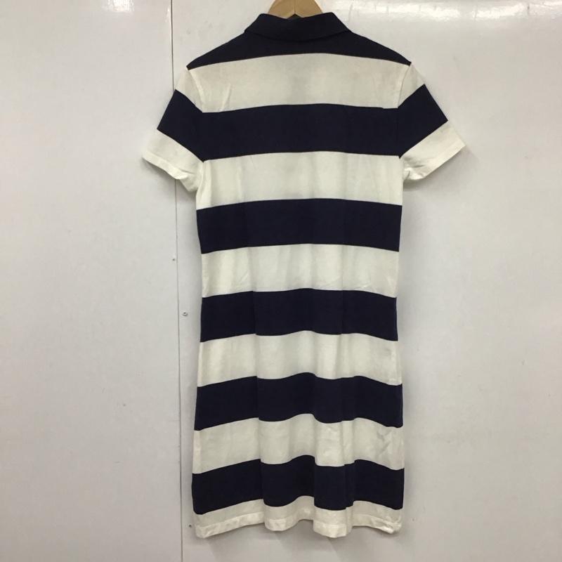 トミーヒルフィガー TOMMY HILFIGER ワンピース ミニスカート ポロ M ボーダー柄 X ロゴ、文字 白 / ホワイト / X 紺 / ネイビー /  レディース USED 古着 中古 10131504