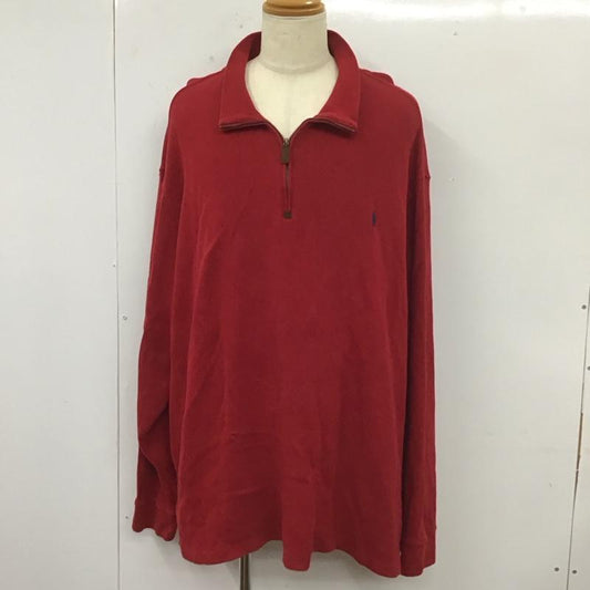 ポロラルフローレン POLO RALPH LAUREN トレーナー 長袖 長袖スウェット ジップネックトレーナー プルオーバー ロゴ、文字 赤 / レッド /  メンズ USED 古着 中古 10112724