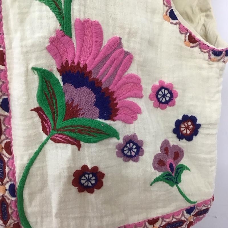 ザラ ZARA ベスト ベスト 6895 022 712 刺繍 L 花柄 アイボリー / アイボリー /  レディース USED 古着 中古 10108555